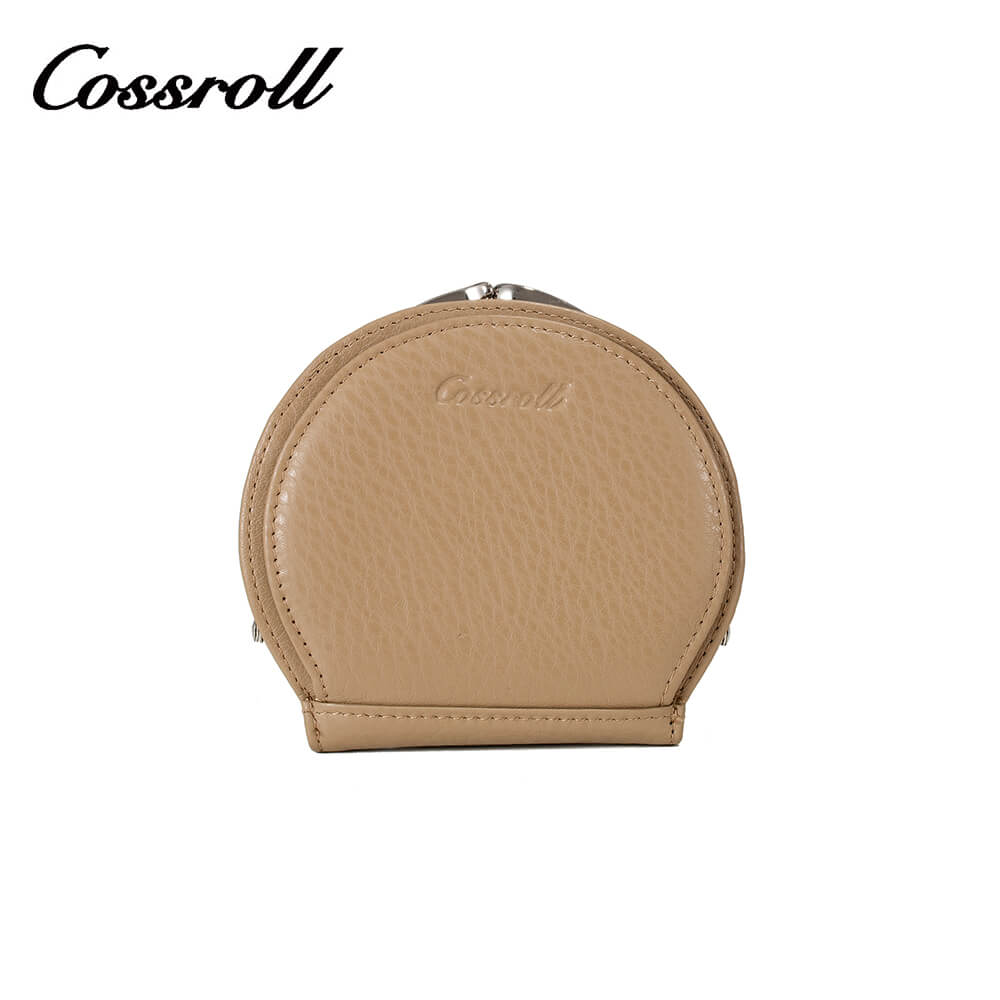 Mini Coin Purse Circle Shape Cowhide Leather Wallet Manufacturer