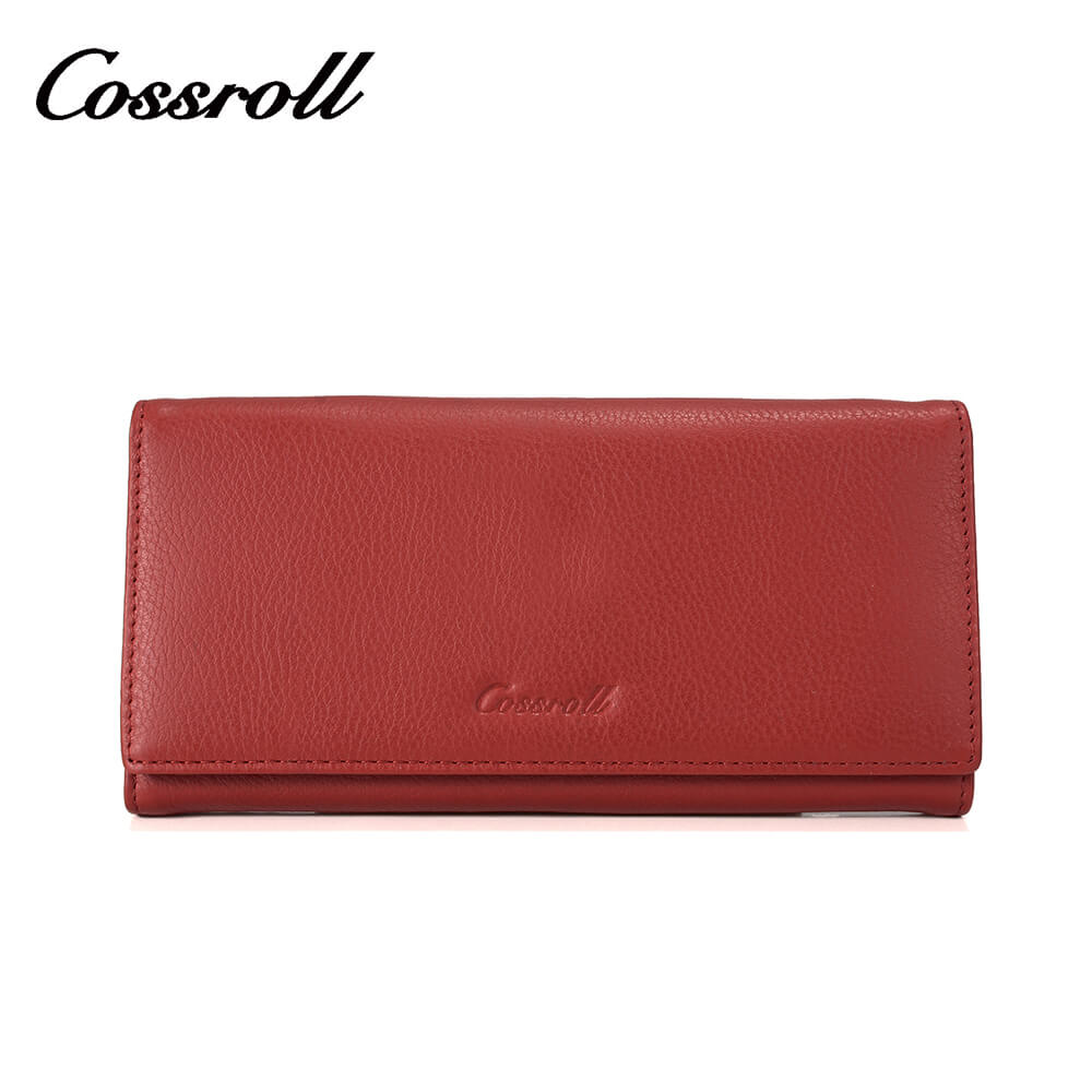 Women Long Cowhide Lychee Leather Wallet Manufacturer