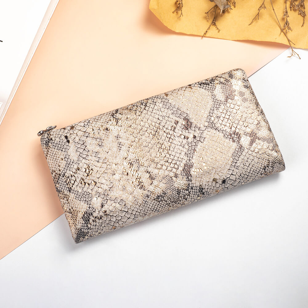 Cossroll Snakeskin Print Lambskin Leather Wallets Manufacturer