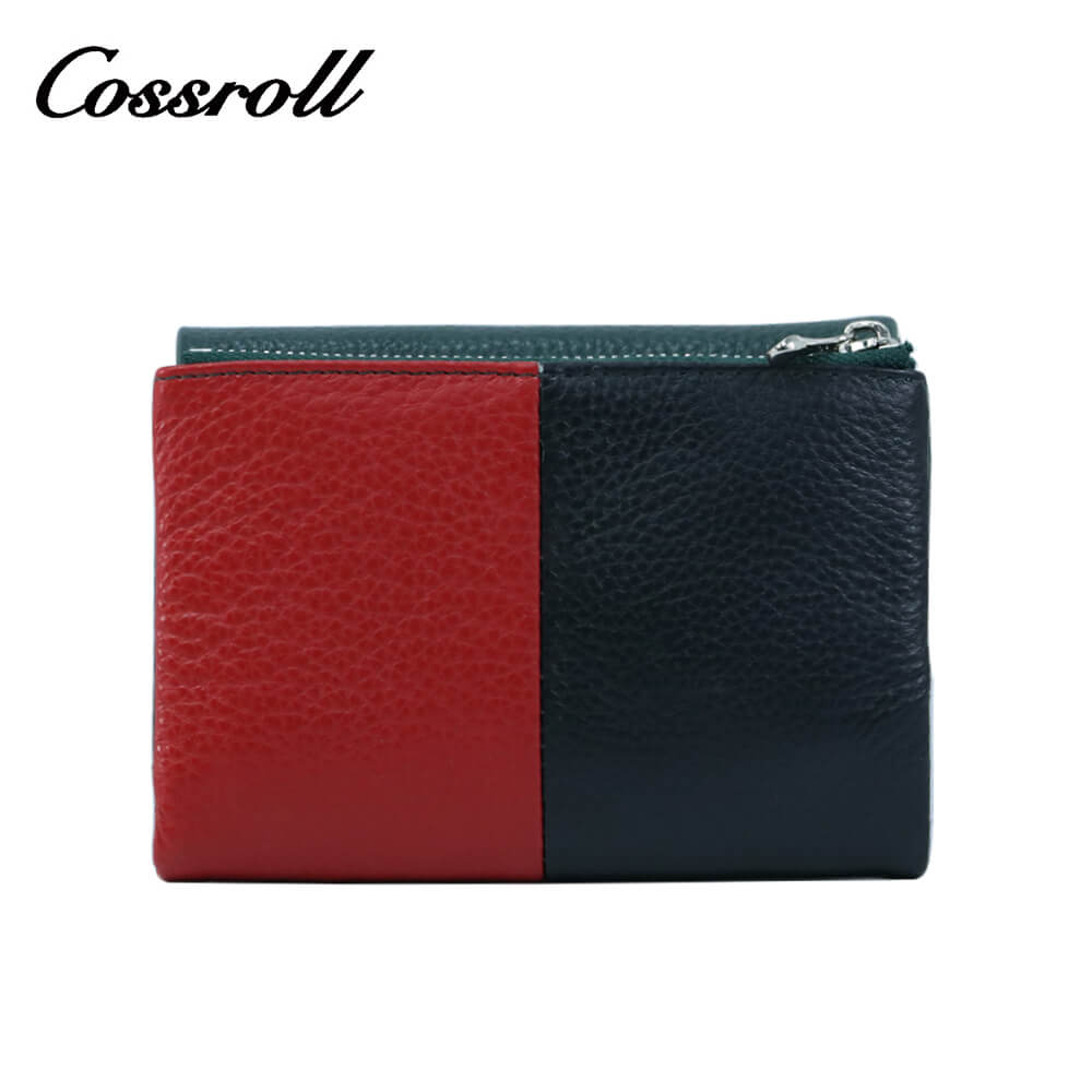 Cossroll Tricolor Trifold Short Cowhide Leather Wallets Manufacturer