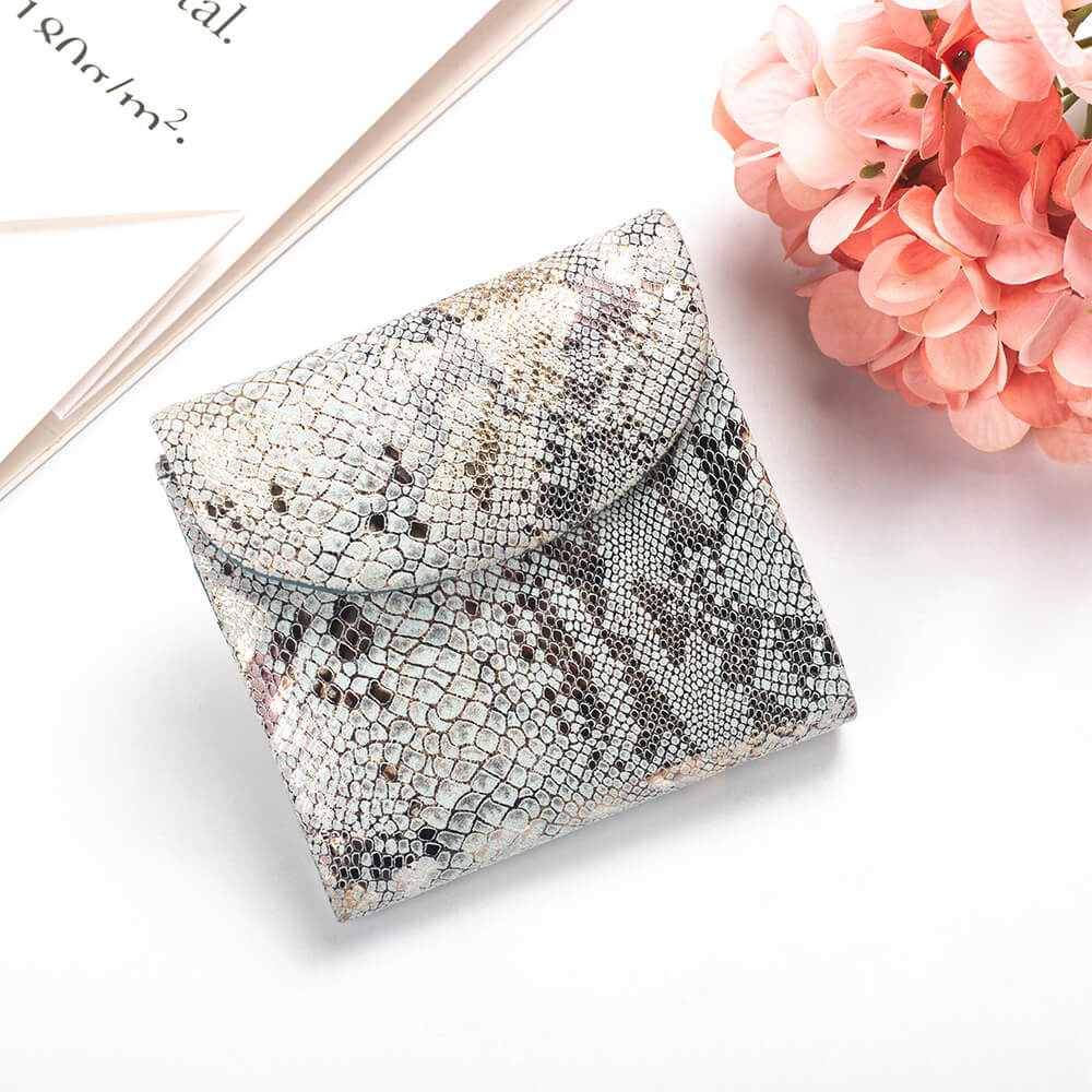 Snake Print Soft Lambskin Leather Short Wallet