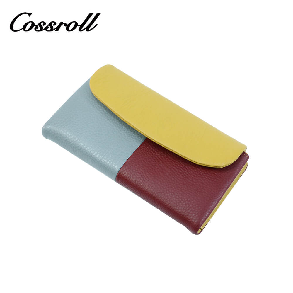 Cossroll Trifold Long Cowhide Leather Wallets Manufacturer