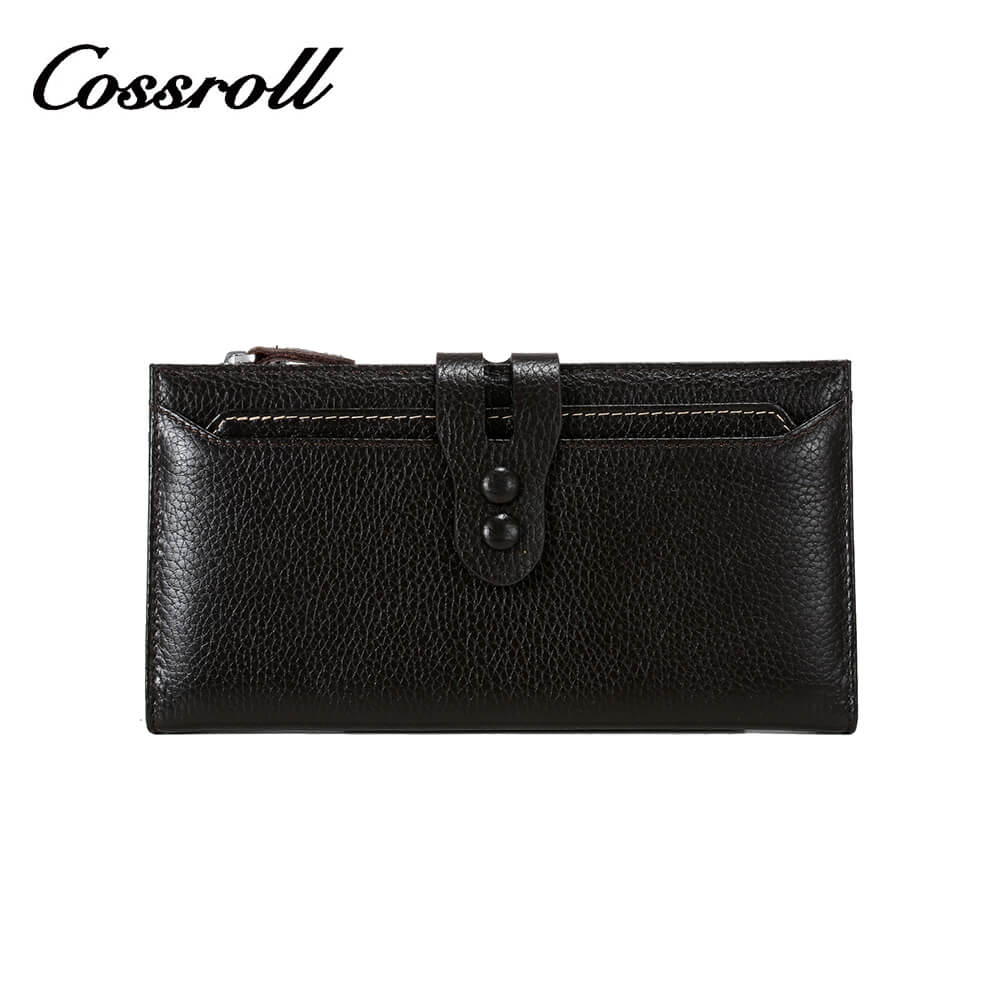 Women Trifold Cowhide Lychee Long Leather Wallet Manufacturer