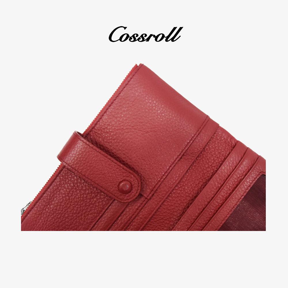 Double Zip Leather Wallet For Women - cossroll.leather