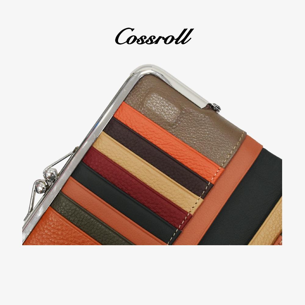 Women Bifold Leahter Long Wallet With Card Slots - cossroll.leather