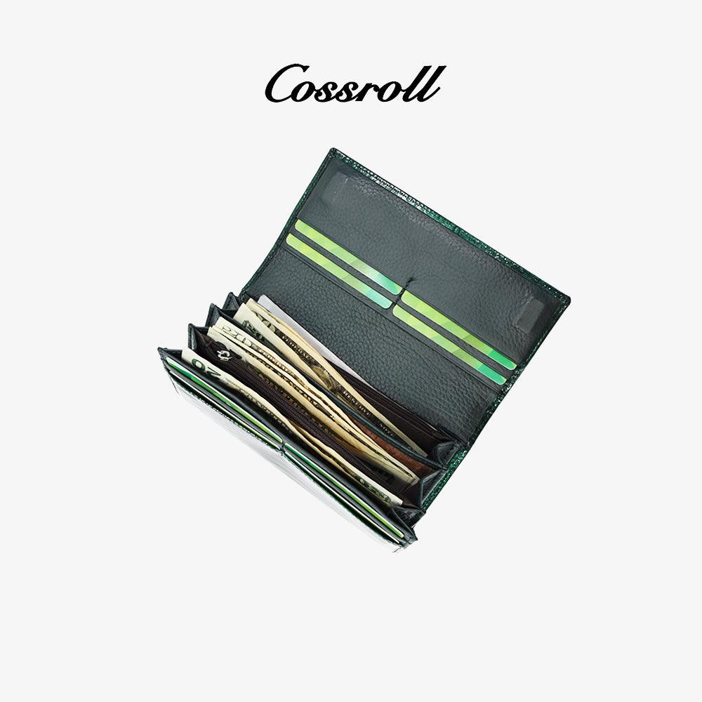 Crocodile Glossy Leather Long Wallet - cossroll.leather