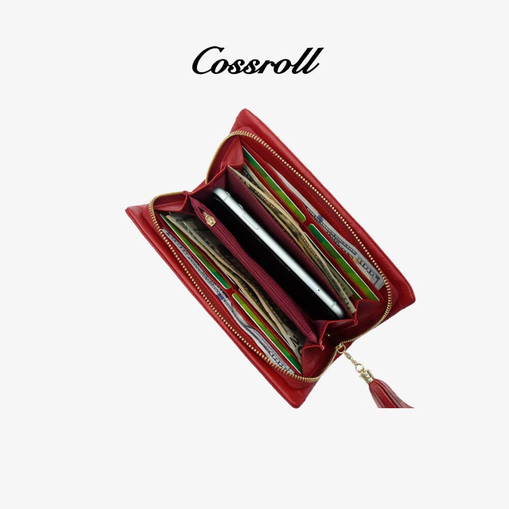 Leather Long Wallet With Tassel Customized Wholesale - cossroll.leather