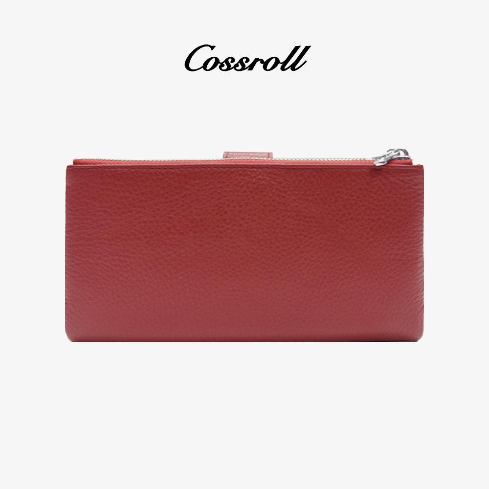 Double Zip Leather Wallet For Women - cossroll.leather