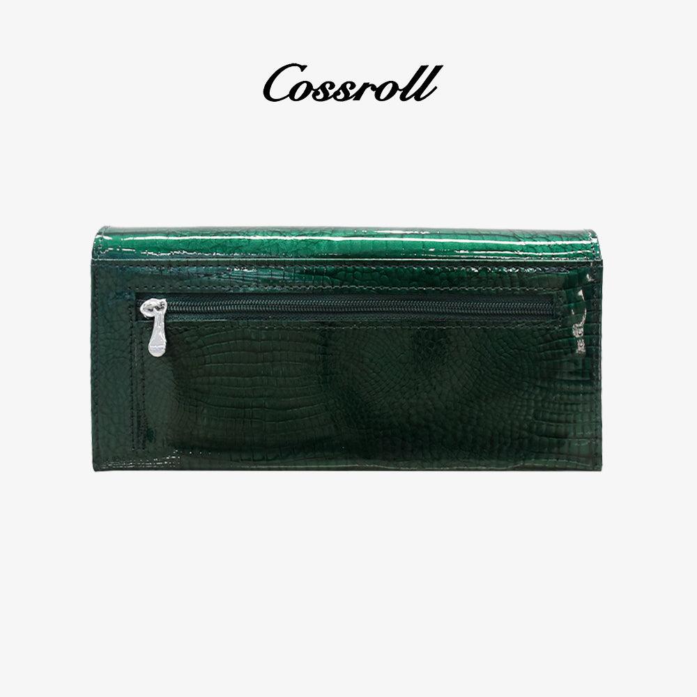 Crocodile Glossy Leather Long Wallet- cossroll.leather