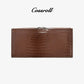 Glossy Elegant Women Long Leather Wallet - cossroll.leather