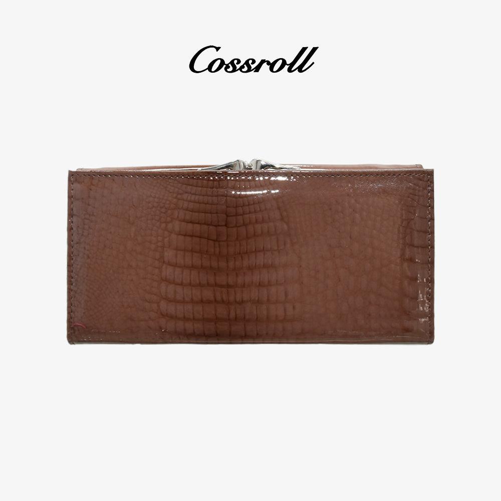 Glossy Elegant Women Long Leather Wallet - cossroll.leather