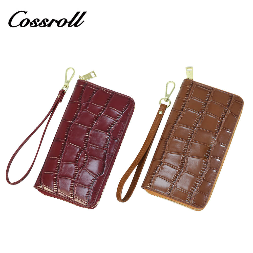 Around Zipper Crocodile Leather Wallets