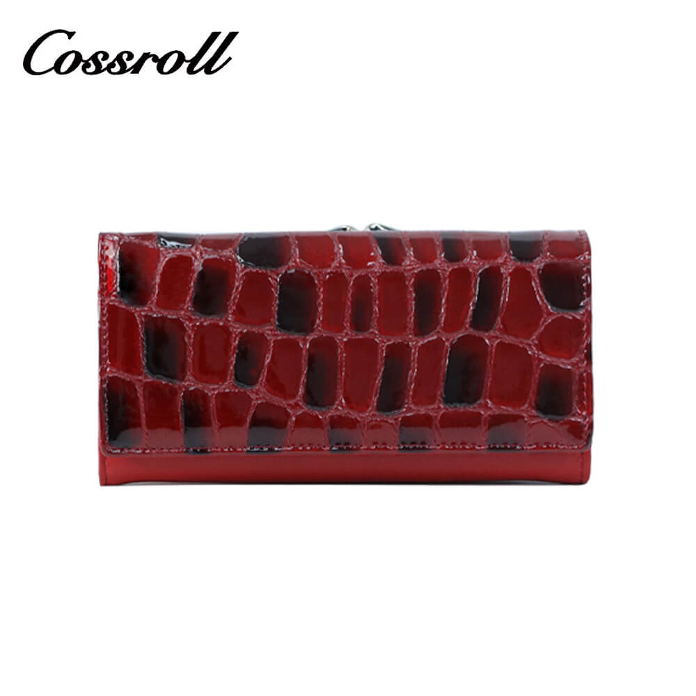 Crocodile Ladies Patent Leather Long Wallets