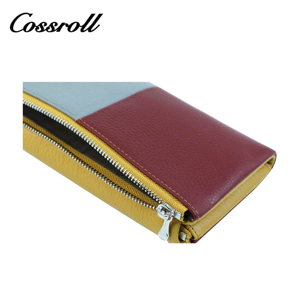 Cossroll Trifold Long Cowhide Leather Wallets Manufacturer