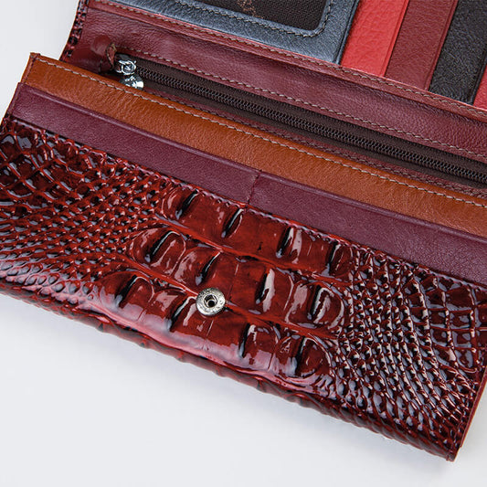 Cossroll Vintage Crocodile Lady Long Leather Wallets Manufacturer