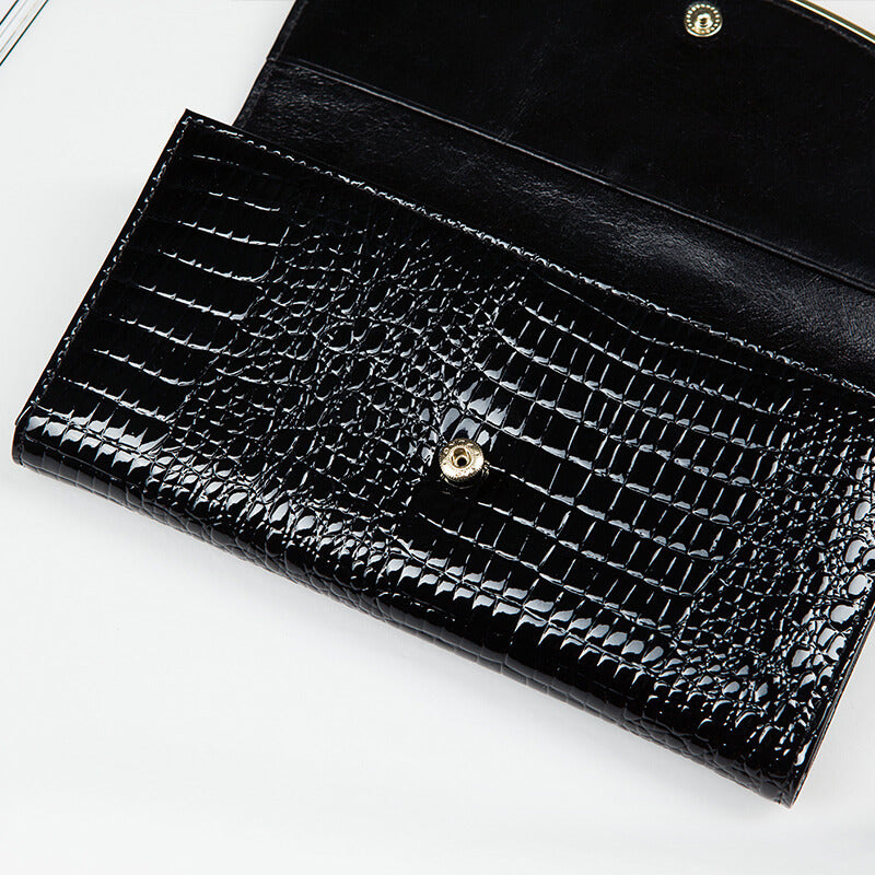 Crocodile Envelop Lady Long Patent Leather Wallets Manufacturer