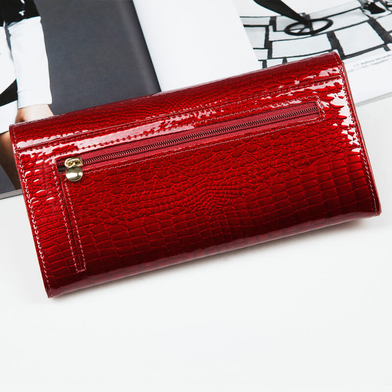 Crocodile Envelop Women Long Patent Leather Wallets Manufacturer