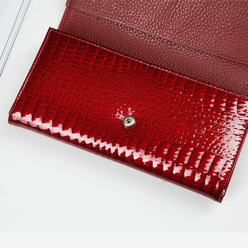 Crocodile Envelop Women Long Patent Leather Wallets Manufacturer