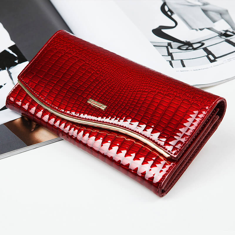 Crocodile Envelop Women Long Patent Leather Wallets Manufacturer