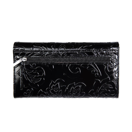 Flower Debossed Long Patent Envelope Leather Wallet Manufacturer