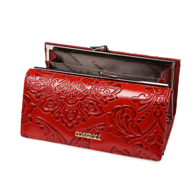 Flower Debossed Clutch Lady Long Cowhide Leather Wallet Manufacturer