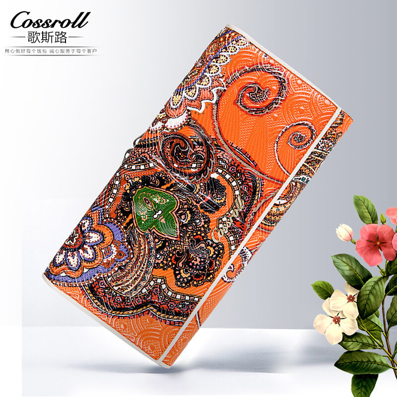 Vintage Floral Lady Long Leather Wallets