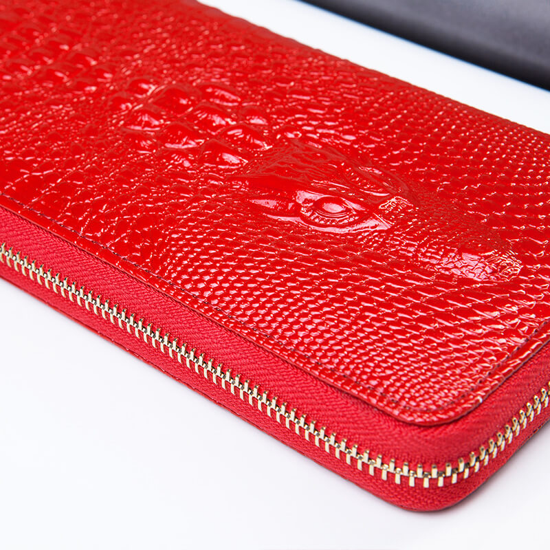 Cossroll Round Zip Long Dragon Patent Leather Wallets Manufacturer