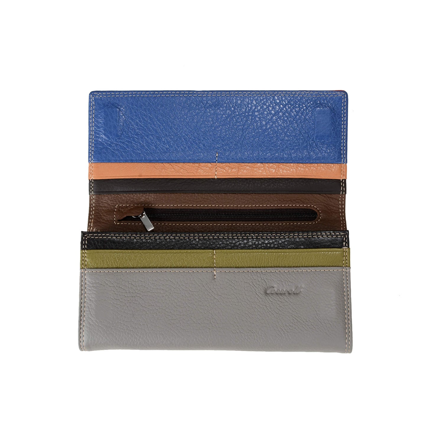 Women Long Litchi Cowhide Leather Wallet Manufacturer