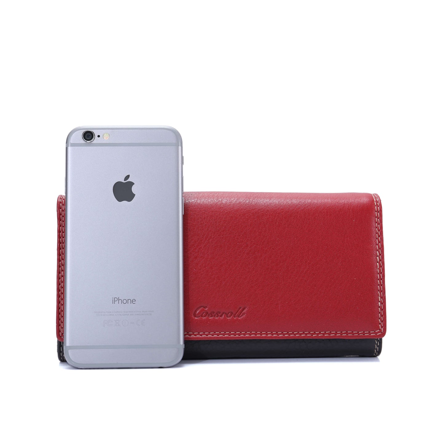 Lady Long Litchi Cowhide Leather Wallet