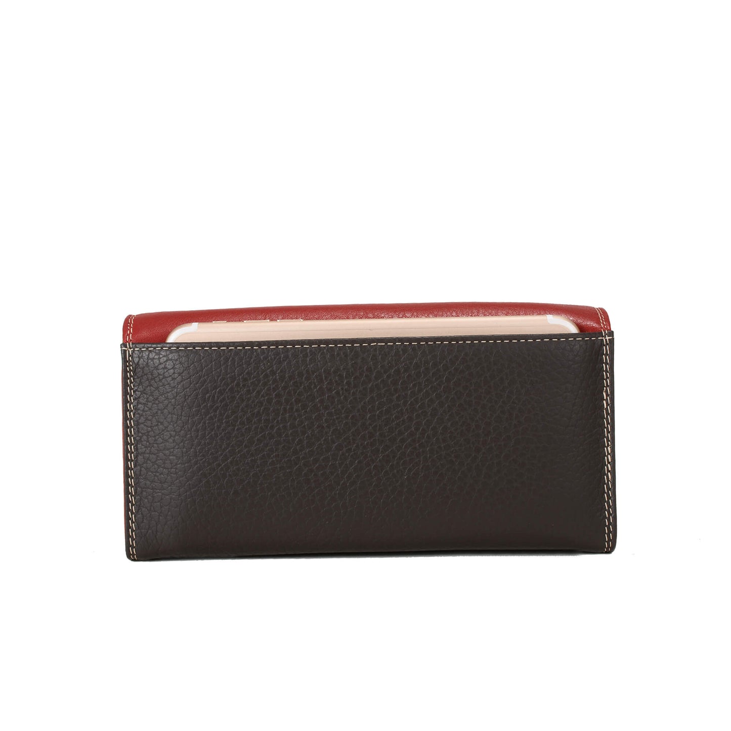 Lady Long Litchi Cowhide Leather Wallet