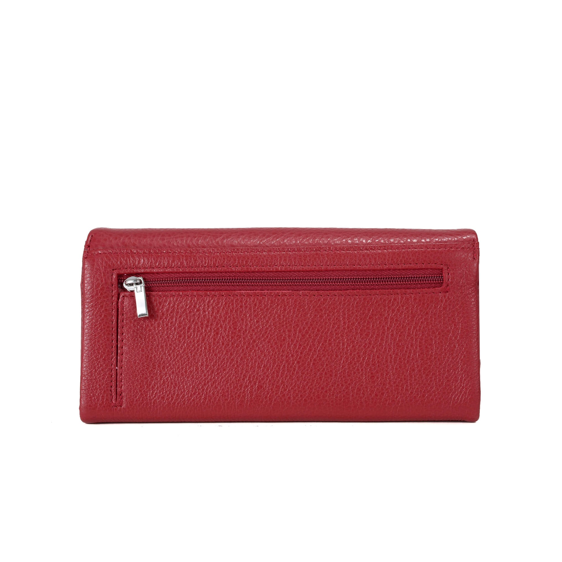 Women Bifold Long Cowhide Lychee Leather Wallet