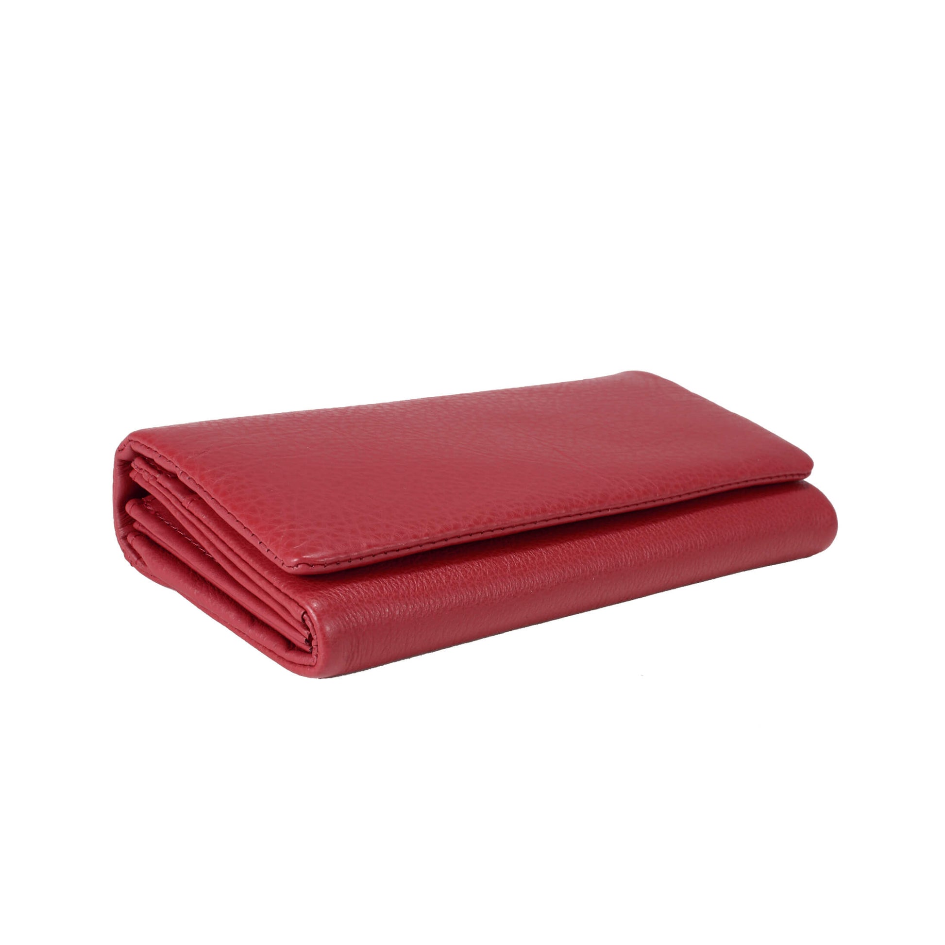 Women Bifold Long Cowhide Lychee Leather Wallet