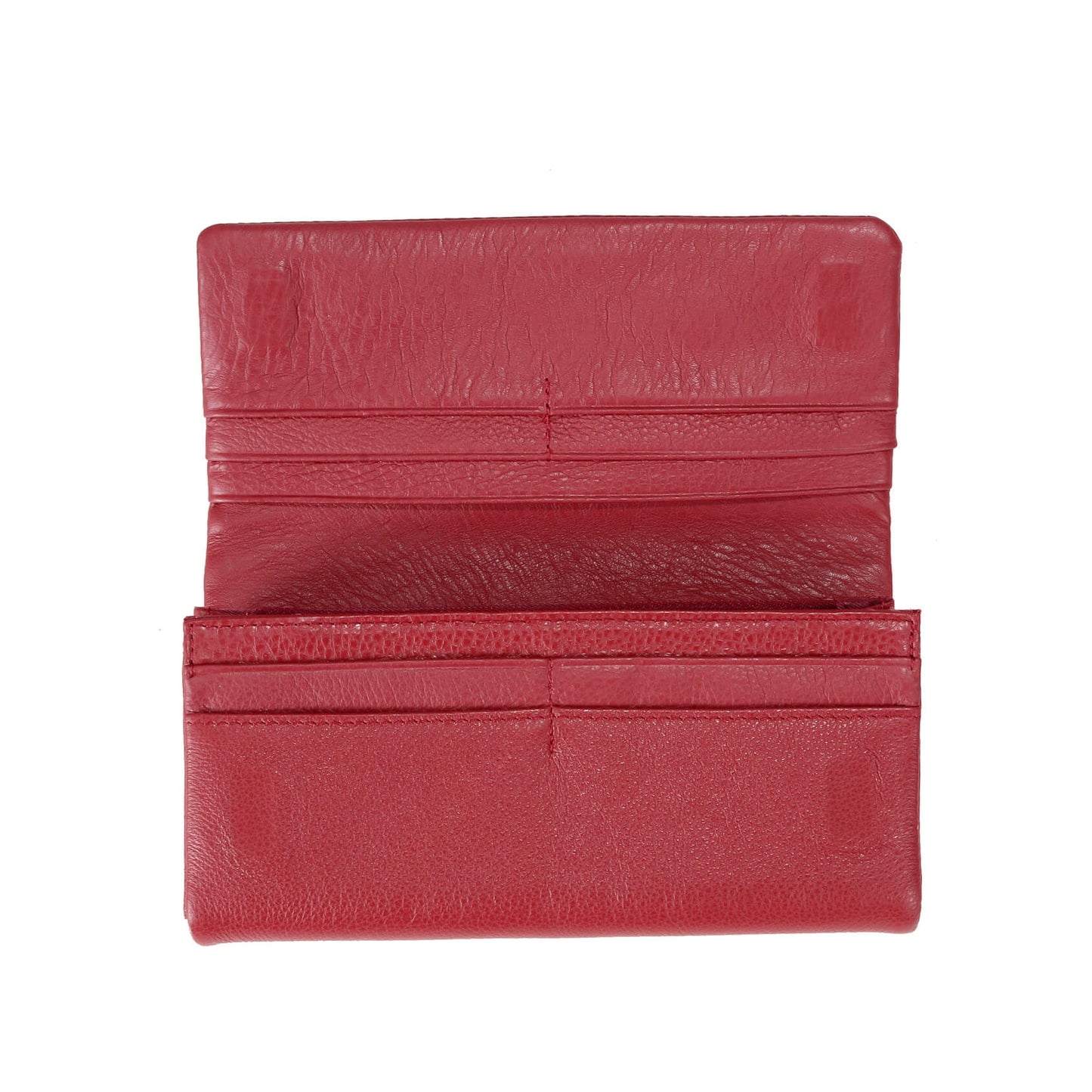 Women Bifold Long Cowhide Lychee Leather Wallet