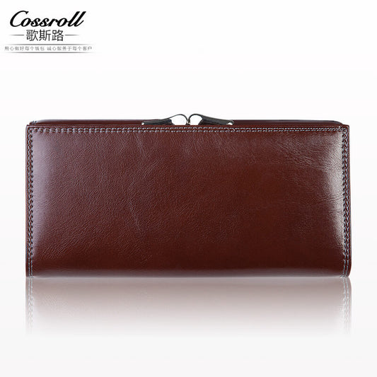 Smooth Lady Long Cowhide Leather Wallets