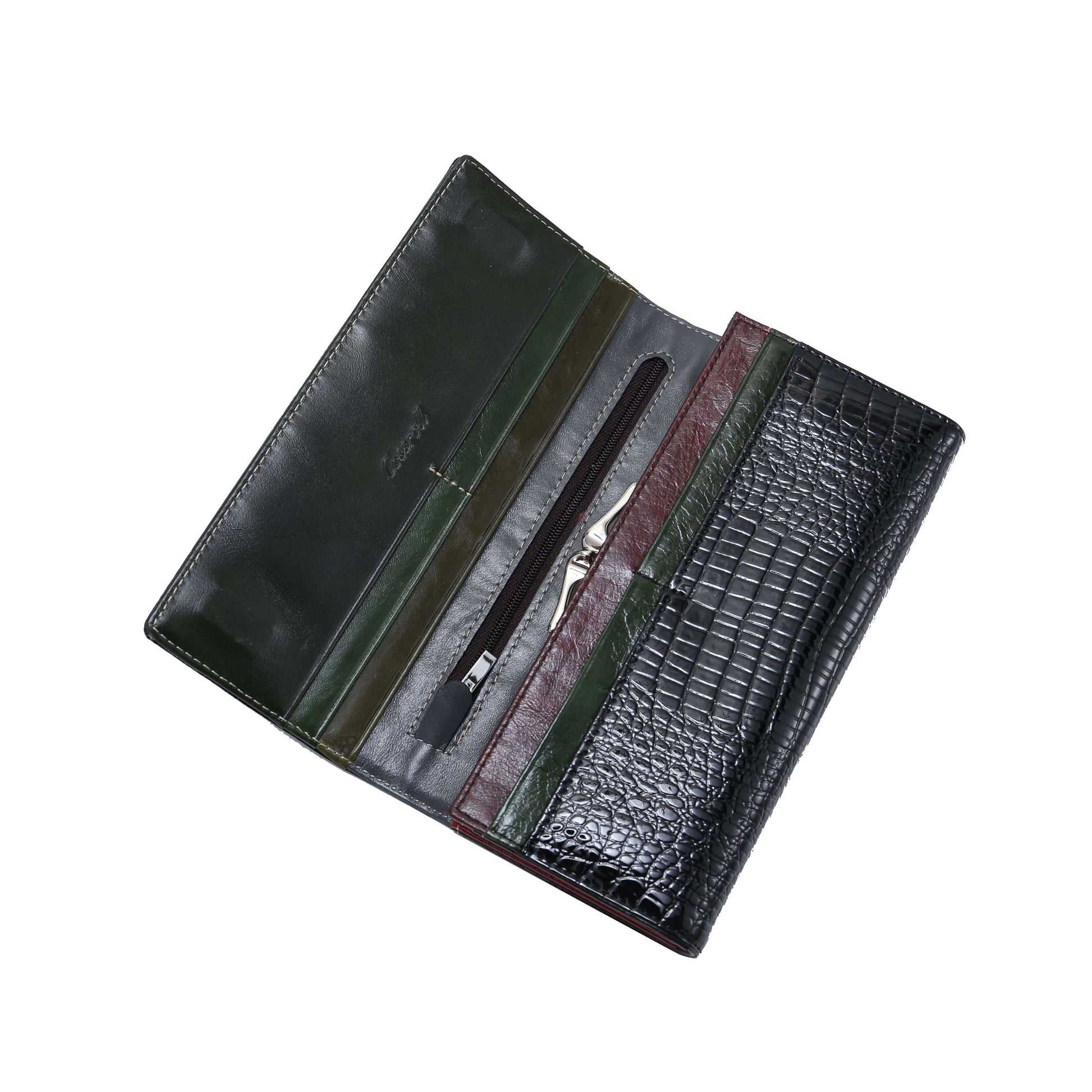 Crocodile Bifold Long Cowhide Leather Wallet Manufacturer