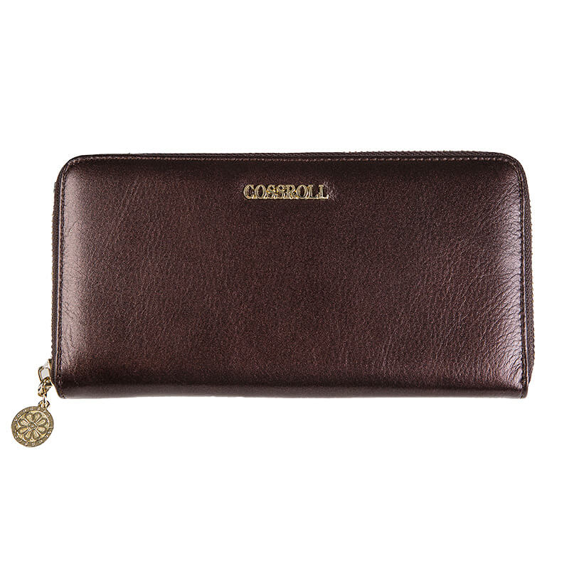 Cossroll Unisex Round Zip Long Cowhide Leather Wallet Manufacturer