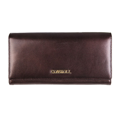 Unisex Bifold Long Cowhide Leather Wallet