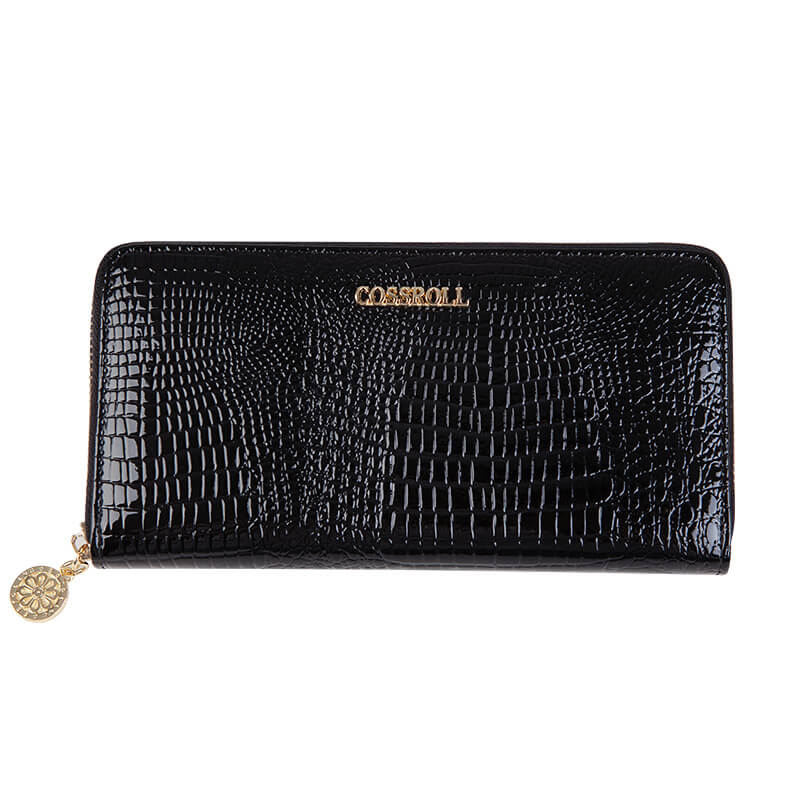 Cossroll Round Zip Long Crocodile Patent Leather Wallets Manufacturer