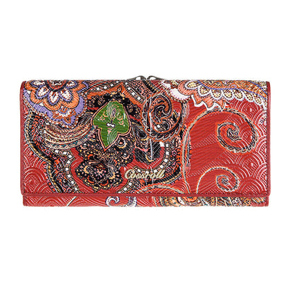 Vintage Floral Lady Long Leather Wallets