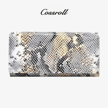 Women Python Print Leather Wallet Manufacturer- cossroll.leather
