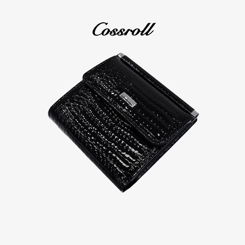 Cossroll Bifold Short Patent Leather Wallet Manufacturer 
