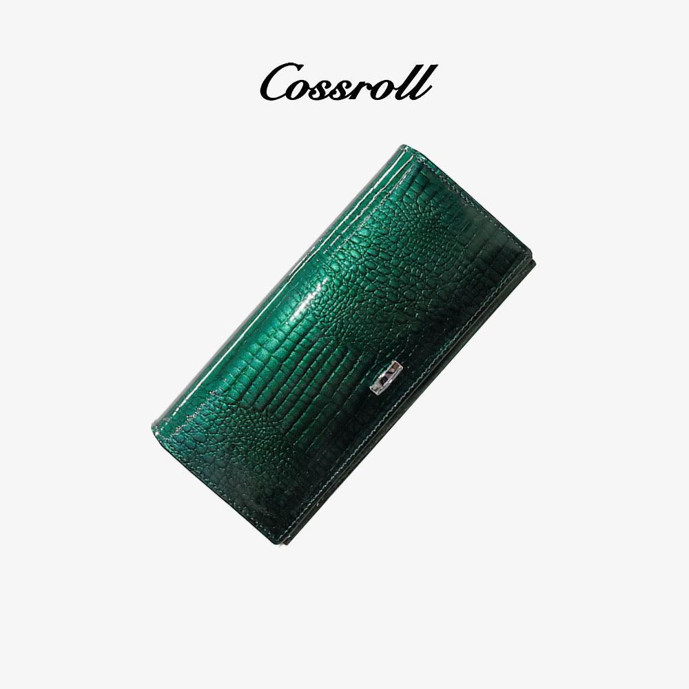 Crocodile Glossy Leather Long Wallet - cossroll.leather