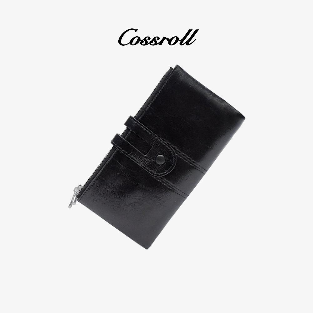 Bifold Glossy Zipper Wallet Minimalist Wholesale - cossroll.leather