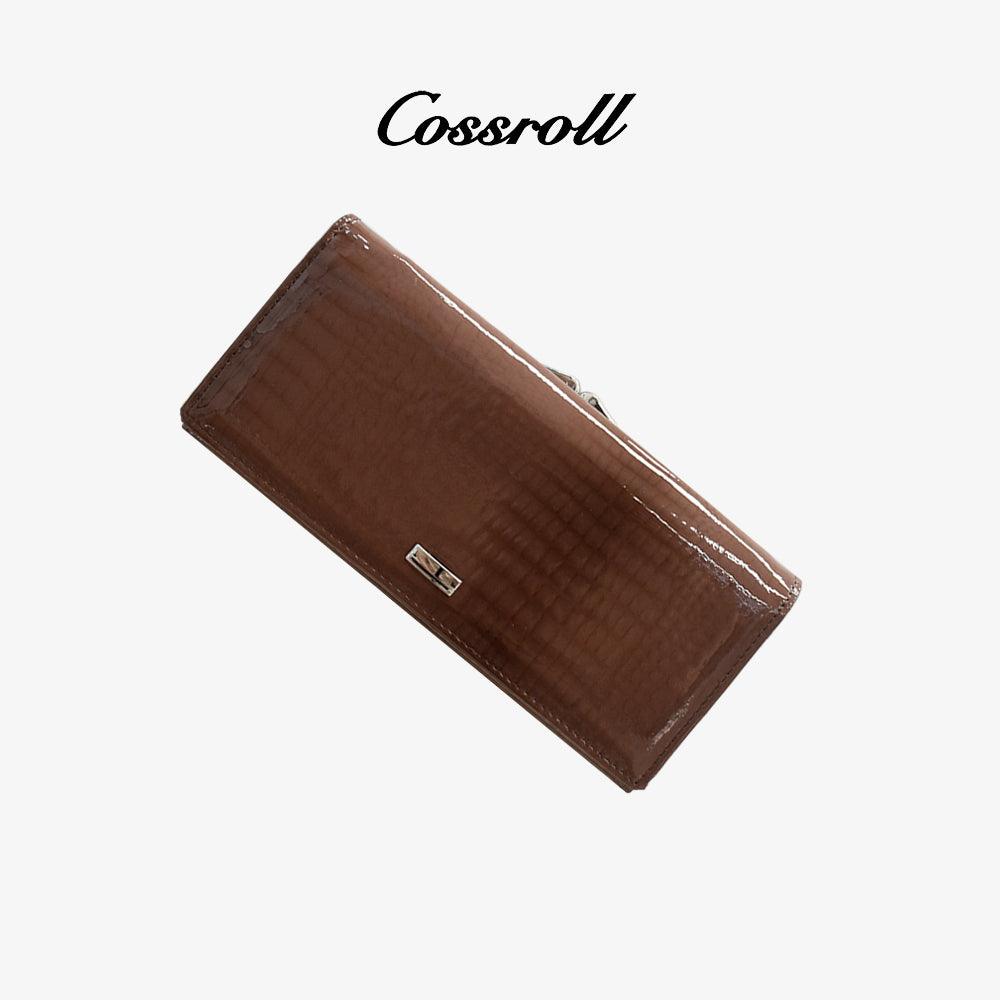 Glossy Elegant Women Long Leather Wallet - cossroll.leather