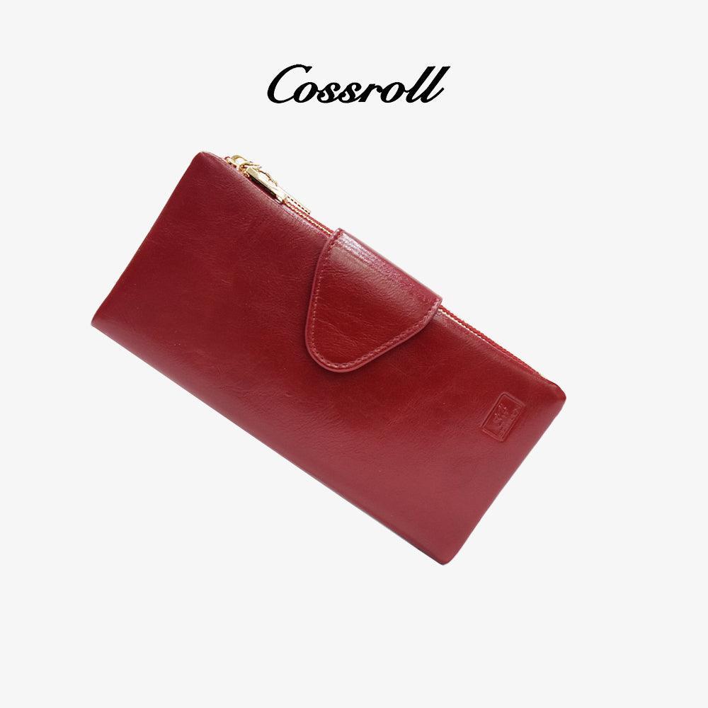 PU Leather Bifold Zipper Wallets For Ladies- cossroll.leather