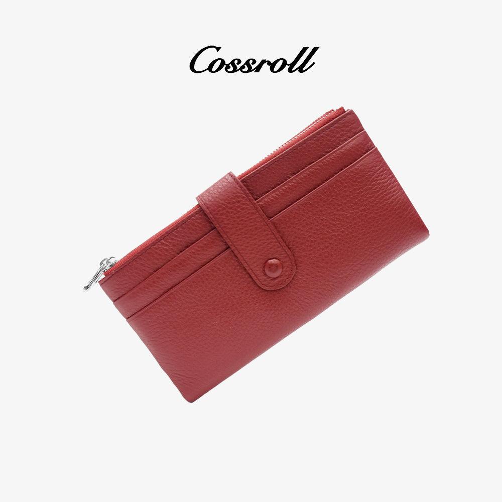 Double Zip Leather Wallet For Women - cossroll.leather